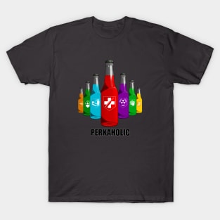 Zombie Perks in Triangle Perkaholic on Charcoal T-Shirt